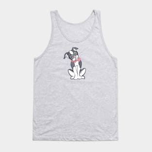 Boston Terrier with Glasses & Bowtie Tank Top